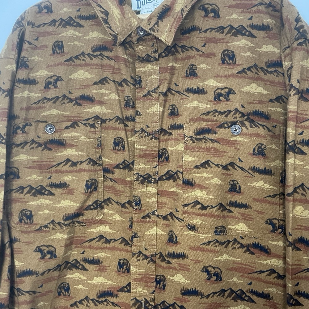 Duluth Trading Co Men's 3XL Brown Bear Print Flannel Shirt Long Sleeve - Picture 3 of 7